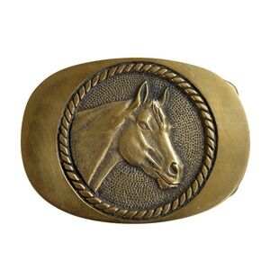 Vintage 1978 BTS Solid Brass Horse Head Belt Buckle Western Cowboy Cowgirl - USA